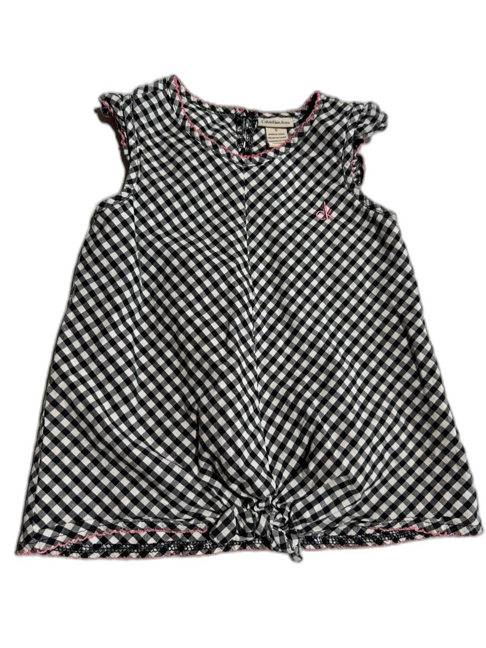 Calvin Klein Jeans Girls‎ Size 5 Gingham Tie-Front Top